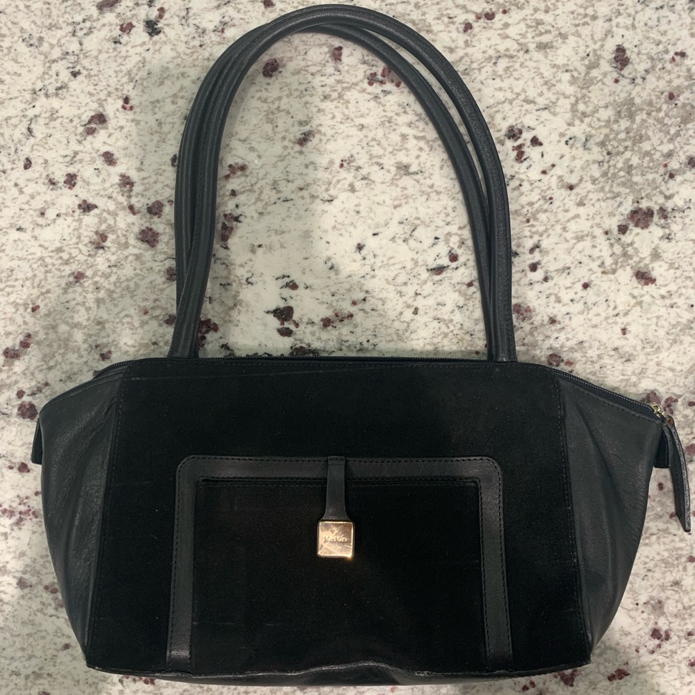 Authentic MaxMara Max Mara black suede‎ leather bag handbag